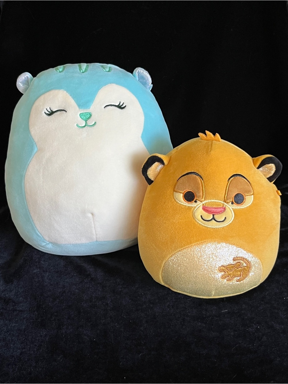 Lot of 2 Squishmallows Schifra Blue Squirrel & Simba Lion King